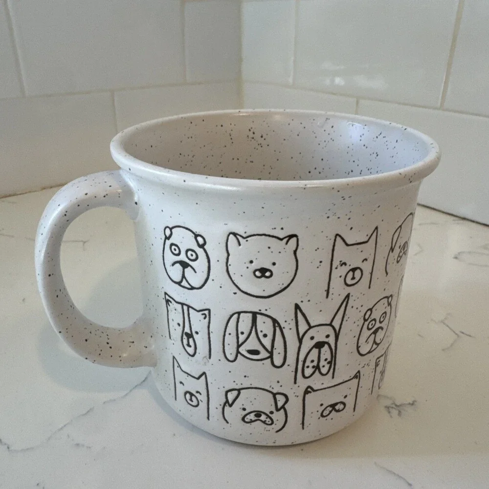 Winifred & Lily MUG Ceramic Stoneware DOG FACES Tan Speckle Oversize Coffee - Picture 4 of 9